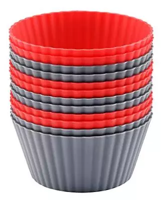 12 Pack Reusable Nonstick Jumbo Silicone Baking Cups Cupcake And Muffin Liners • $17.53