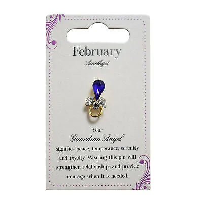 £4.99 • Buy Guardian Angel February Birthstone Angel Pin With Gem Stone Sentimental Gift Ide