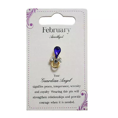 £4.99 • Buy Guardian Angel February Birthstone Angel Pin With Gem Stone Sentimental Gift Ide
