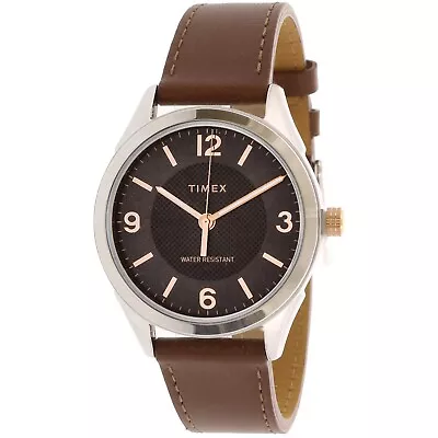 Timex Men's Briarwood TW2T66800 Silver Leather Japanese Quartz Dress Watch • $34.99