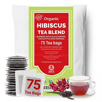 Organic Hibiscus Tea - 75 Bags  Hibiscus Moringa Tea Blend Caffeine Free • $12.99