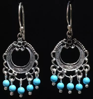 Taxco Mexican Jewelry 925 Sterling Silver Dangle Earrings Frida Kahlo Vtg Style • $41.64