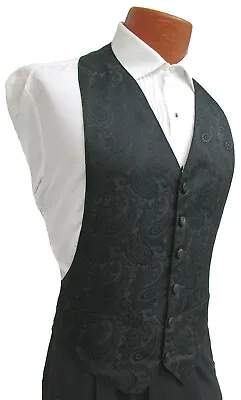 $9.99 • Buy Boy's Black Paisley Tuxedo Vest Open-Back Adjustable Formal Wedding Ring Bearer