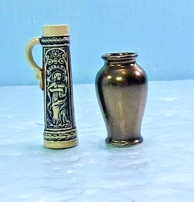 Vtg. Lot Of 2 Miniatures:  Tall Embossed Stein & Vase From England • $9.95