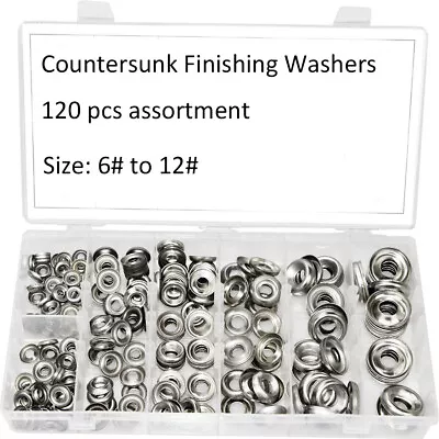 120X SCREW CUP WASHERS No.681012 COUNTERSUNK SCREWS FINISHING STAINLESS STEEL • £10.89