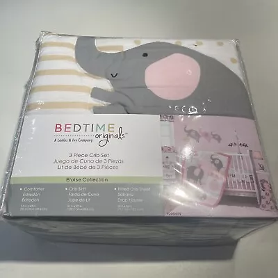 Bedtime Original Elephant 3-Piece Crib Bedding Set Quilt/Crib Skirt/Fitted Sheet • $67.99