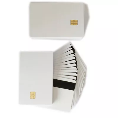 10 Blank Chip Magnetic Stripe Hico 3 Track Therma Smart Cards Pvc With Sle4428 • $10.52