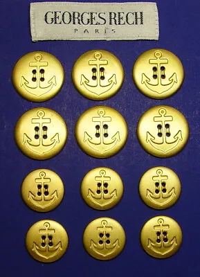 12 Georges Rech Large Matte Gold Tone Metal 4hole Replacement Buttons Impressive • $32.35