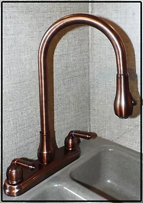 New 15'' Goose Neck Kitchen Faucet RUBBED BRONZE Pull Down Spray RV Mobile Home • $41.99