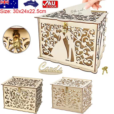 Wooden Wedding Gifts Card Boxes With Lock Envelope Sign Cards Wood Box Party DIY • $19.45