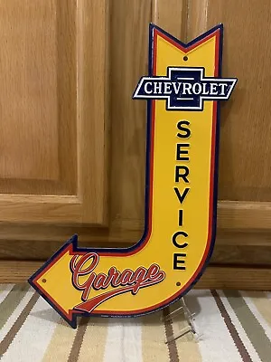 Chevrolet Service Garage Sign Arrow Vintage Style Wall Decor Tools Oil Gas Bar • $30