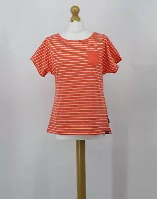 Jack Wolfskin Womens Uk L 14-16 Hot Coral Striped Travel T-shirt Rrp £38 Kl • £8.54