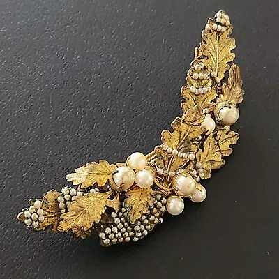 SIGNED MIRIAM HASKELL Vintage Brooch Pin Faux Seed Pearls (Few Missing) RARE 203 • $33