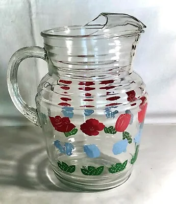 Vintage Floral 8 1/2  Ice Lipped Pitcher • $29.75