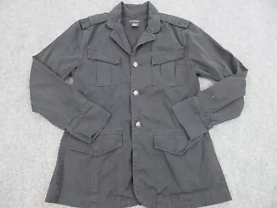 Calvin Klein Jacket Mens Medium Black Button Up Outdoors Pocket Utility Coat • $28.85