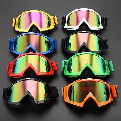 Motocross Off Road Dirt Bike ATV Racing Goggles Motorcycle Glasses Colorful Lens • $17.89