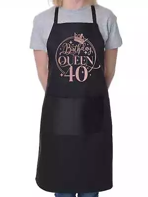 Birthday Queen 40 Ladies Apron 40th Birthday Gift Cooking Rose Gold Design • £10.95