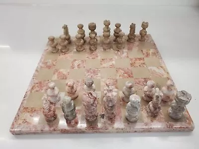Vintage Marble Chess Board & Pieces (Incomplete Set) Made In Mexico • $9.99