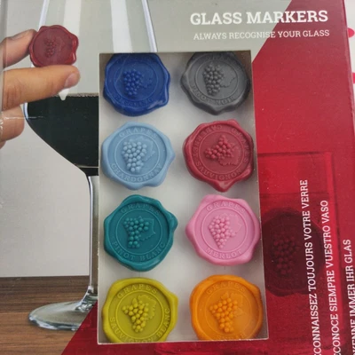 $12.15 • Buy Vacu Vin Glass Markers Classic Set Of 8 - Grapes Design Suction Cup Fixing New