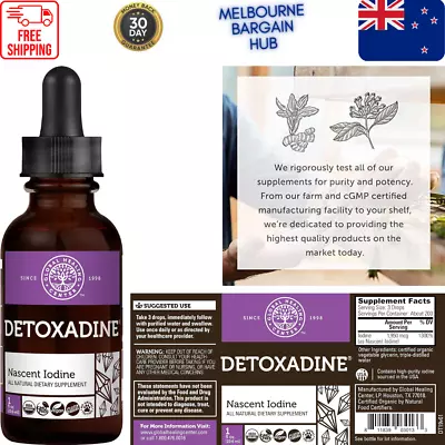 Detoxadine Organic Nascent Iodine Liquid Supplement Drops For Thyroid Support • $37.52