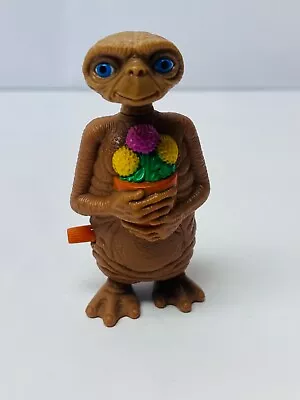 Vintage ET Alien Wind-Up Toy Figure 1980s Collectible Holding Flowers BIN 7 • $11.95