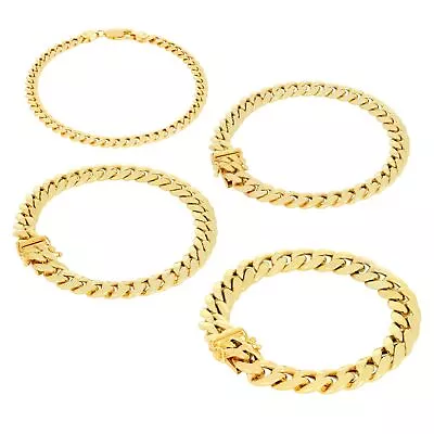 10K Yellow Gold 3mm-13mm Miami Cuban Link Chain Bracelet Men Women 7  7.5  8  9  • $106.98