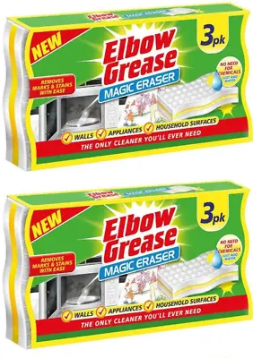 6x Elbow Grease Magic Stains Marks Eraser Remover Household Cleaning Sponge • £6.49