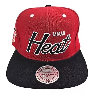 Miami Heat Mitchell & Ness Hat Cap Adjustable Fit Red & Black PreOwned  • £18.76