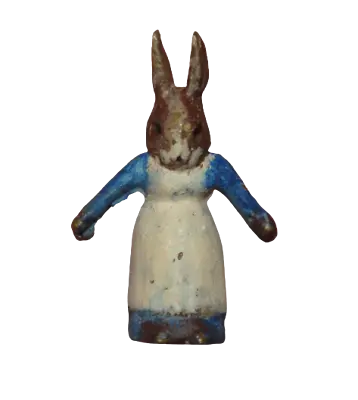 Antique Vienna Bronze Beatrix Potter Miniature Rabbit Blue Dress Figure • $325