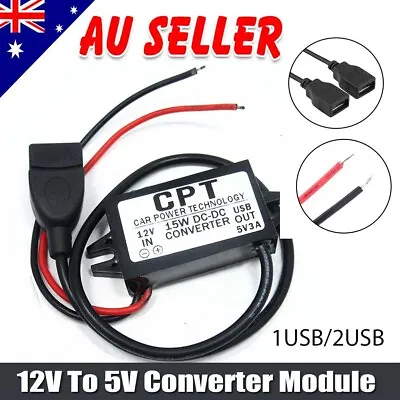 $9.99 • Buy DC 12V Step Down To 5V Converter Module 3A 15W USB Output Power Adapter Charge