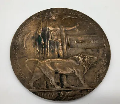 £109.95 • Buy First World War Memorial Death Plaque To James Burns