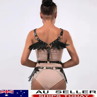 Women Angel Wings 2pcs Body Garter Sexy Leather Bondage Belts Harness Suspenders • $8.98