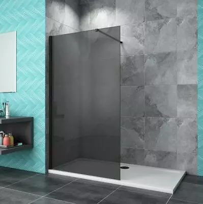 Black Shower Enclosure Door Screen 8mm Easy Clean Glass Walk In Wet Room Cubicle • £131