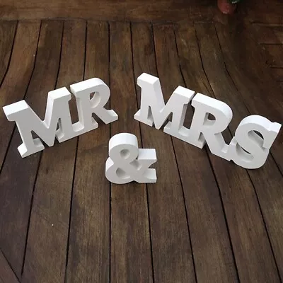  Mr & Mrs  Classic White Wooden Wedding Sign Lowest Price On Ebay& Same Day Ship • $10.99