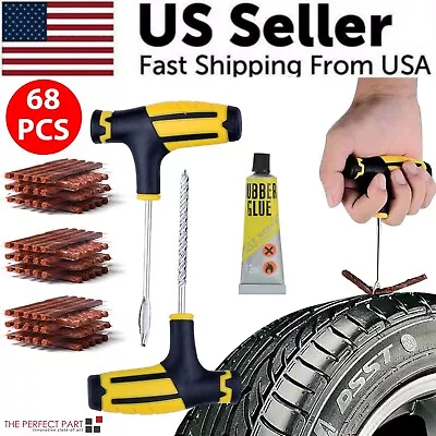 68pc Tire Repair Kit DIY Flat Tire Repair Car Truck Motorcycle Home Plug Patch • $9.89