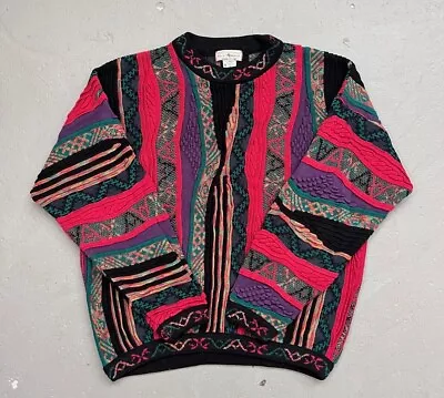 Vintage Norm Thompson Coogi Style 3D Knit Colorful Sweatshirt Made In Canada M • $79.99