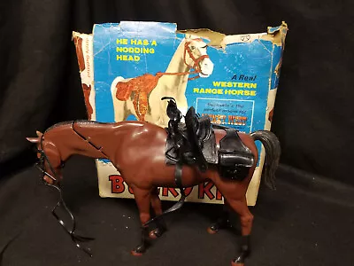 VINTAGE MARX JOHNNY WEST BROWN HORSE ARTICULATED HEAD-NECK With TACK • $50