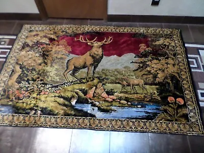 Beautiful Vintage R.T. Co. Italian Made Large Deer & Stream Tapestry-48  X 74  • $35