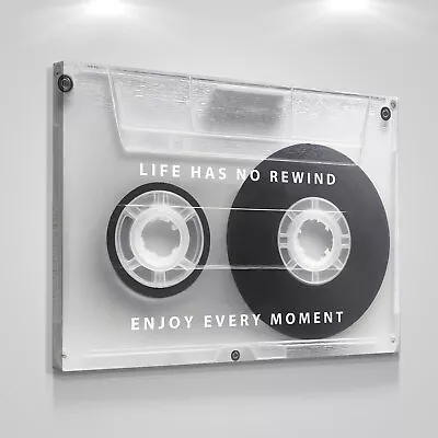 Retro Cassette Wall Art Print Life Has No Rewind Quote - Vintage Tape Decor • $149.95