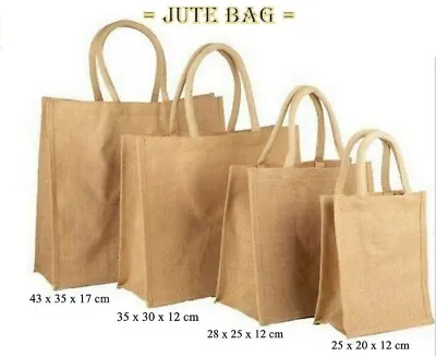 Pack Of 3 Natural Burlap Jute Tote Bag Plain Tote Bag Burlap Bag With Handles • £11.50