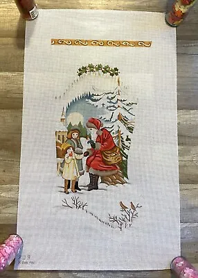 MELISSA SHIRLEY Old World Santa Mom Child Needlepoint Christmas Stocking Canvas • $399.99