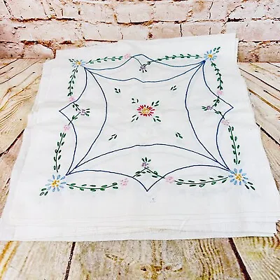 8 Vtg Quilt Squares Blocks Pre Made Embroidered Floral  White Cotton 17  X 17.5  • $35.99