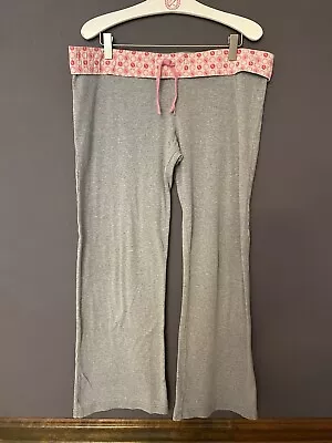 Victoria’s Secret Vs Pink Vintage Y2k Foldover Gray Pup Flare Pajama Pj Pants M • $39.99