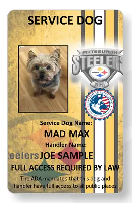 $7.99 • Buy Steelers Service Dog/Emotional Support/Therapy Dog ID Card 