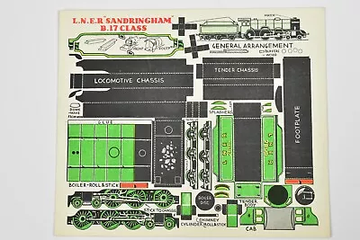 Genuine 1947 Modelcraft Micromodel Card Lner Sandringham B.17 Class Loco Kit • £5