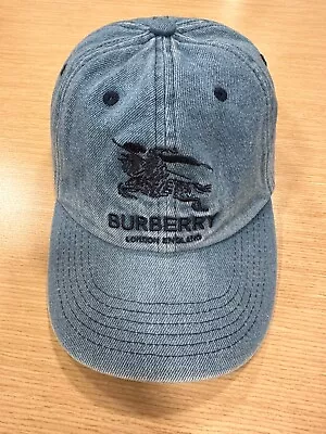 Burberry X Supreme Center Logo Cotton Blue Denim Baseball Cap Hat One Size • $122.50