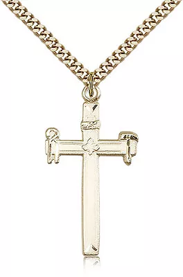 Gold Filled Cross Necklace For Men On 24 Chain - 30 Day Money Back Guarantee • $118.25