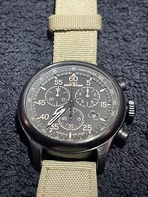 Timex Expedition Field Chronograph Watch Men Black/Brown/Tan Nylon Band • $40