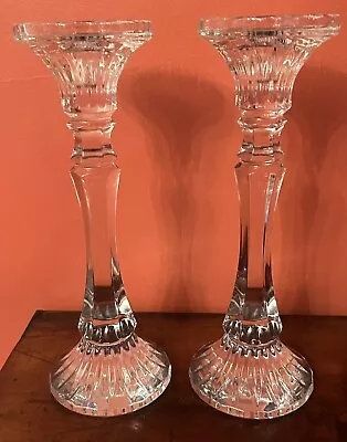 Mikasa  Rochester  Lead Crystal 11 3/4  Tall Pillar Or Taper Candle Holders Set • $50