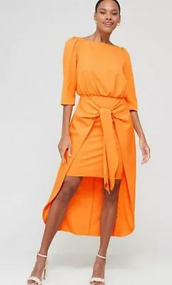 Tie Front Midi Dress Ochre Uk12****Ref V503 • £16.14